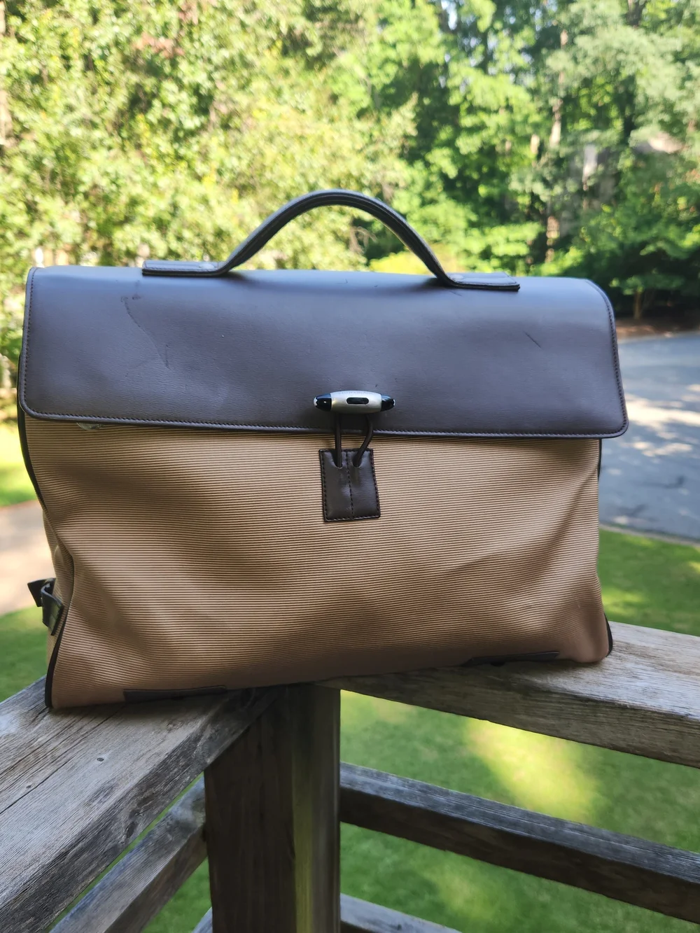Montblanc Two-Tone Brown Leather-Top Briefcase Night Flight